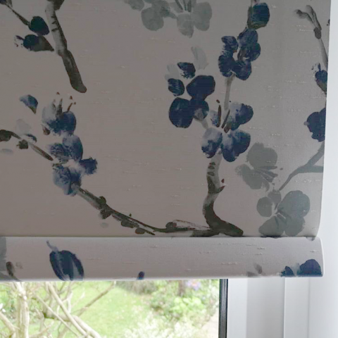 roller blinds with cherry blossom pattern