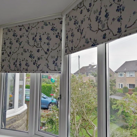 roller blinds with cherry blossom pattern